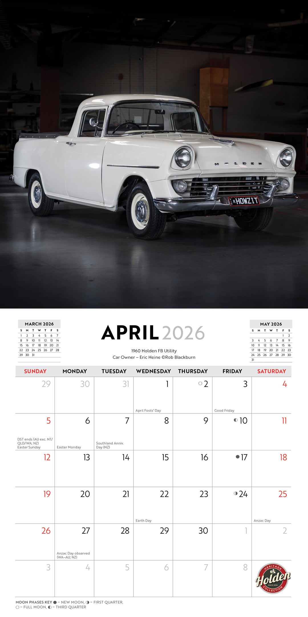 HOLDEN Wall Calendar Classic Holden Cars 2026 Mini