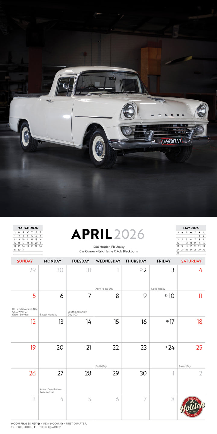 HOLDEN Wall Calendar Classic Holden Cars 2026 Mini